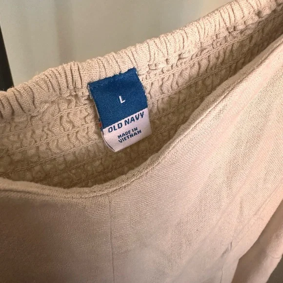 Old Navy Light Tan Sweetheart neckline midi Dress with smock detail. - Picture 3 of 4